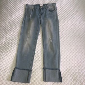 Hudson Girls Cuffed Cropped Jeans In Light Blue